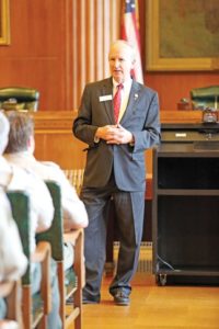 Justice Paul Newby presented the 2018 Boy Scouts Report to the State at the N.C. Supreme Court. (Photo Credit: Lauren Rose / North State Journal)